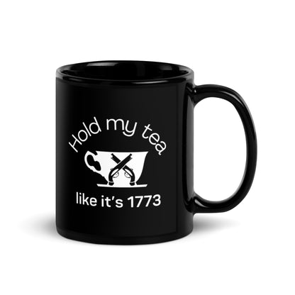 HOLD MY TEA - Black Glossy Mug